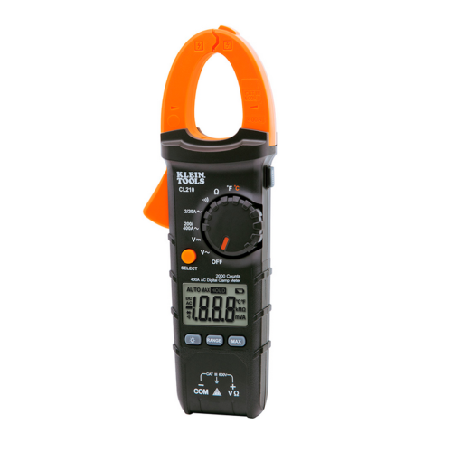 Multimetro digital de gancho rango automático de 400 A CA con medidor de temperatura CL220 Klein Tools
