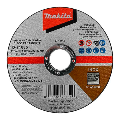 Disco corte acero Inox 4-1/2” D-71685 Makita - 956
