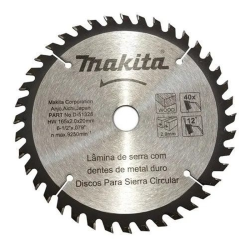 Disco de sierra para madera 6-1/4 PulgX20 Pulg D51328 Makita