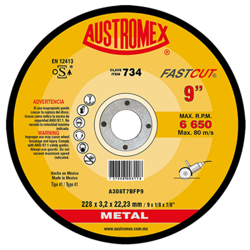 Disco para corte de acero 8 Pulg 734 Austromex - 843 - 1