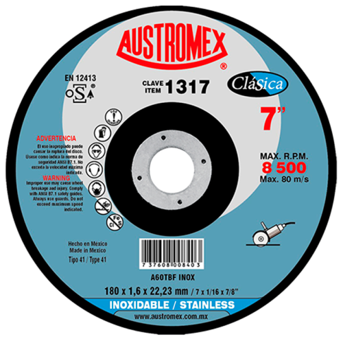 Disco para corte de metal 7 Pulg 1317 Austromex - 4028 - 1