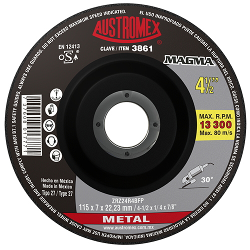 Disco para desbaste de metal 4-1/2 Pulg 3861 Austromex