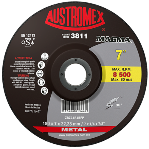 Disco para desbaste de metal 7 Pulg 3811 Austromex - 845 - 1