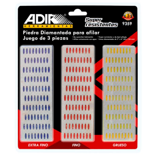 Juego de piedras para afilar diamantada 3 Pz 9359 Adir - 4520 - 1