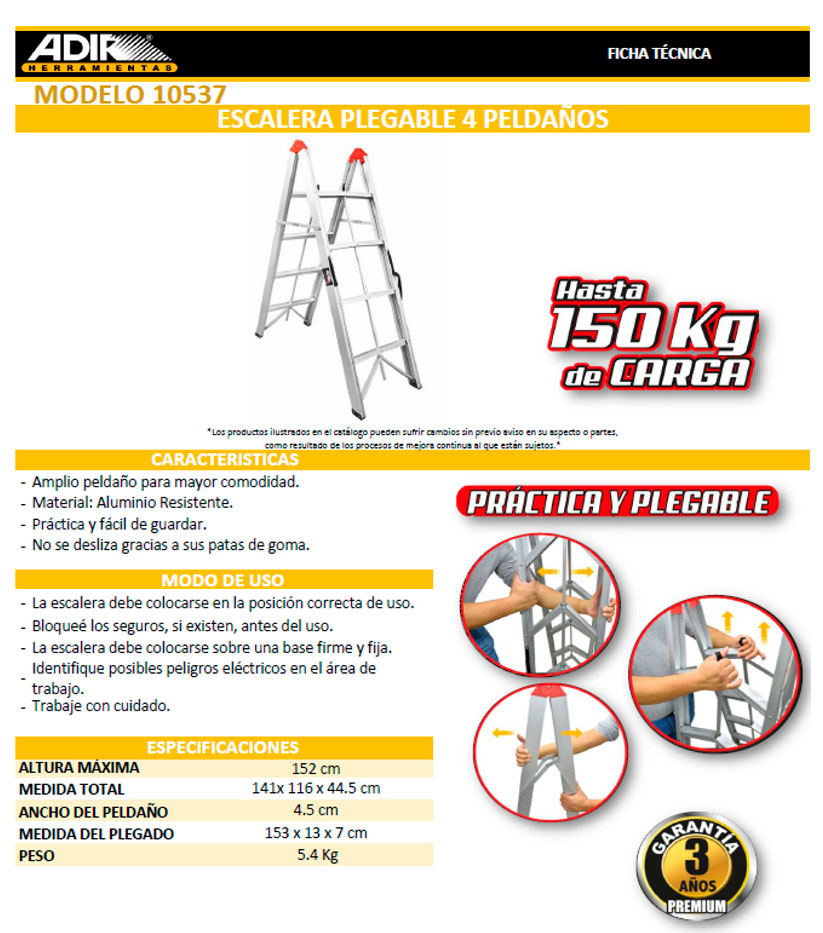 Escalera Plegable Metálica 2 Peldaños Adir